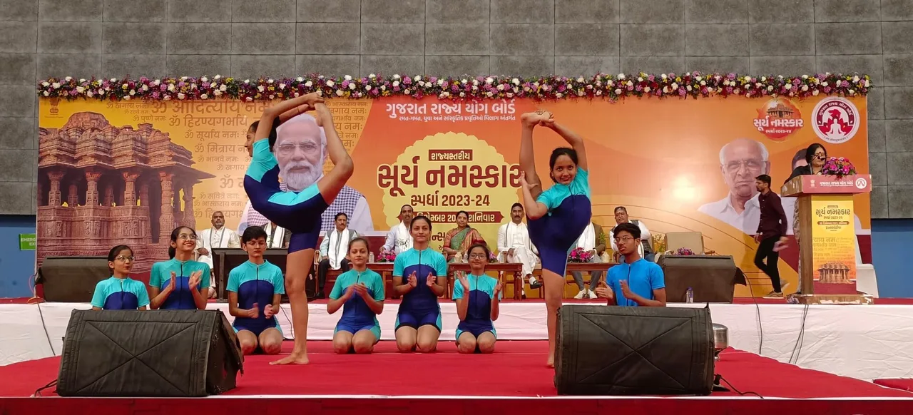 Surya Namaskar Competition 2023–24 at EKA Arena — transstadia-university-ahmedabad