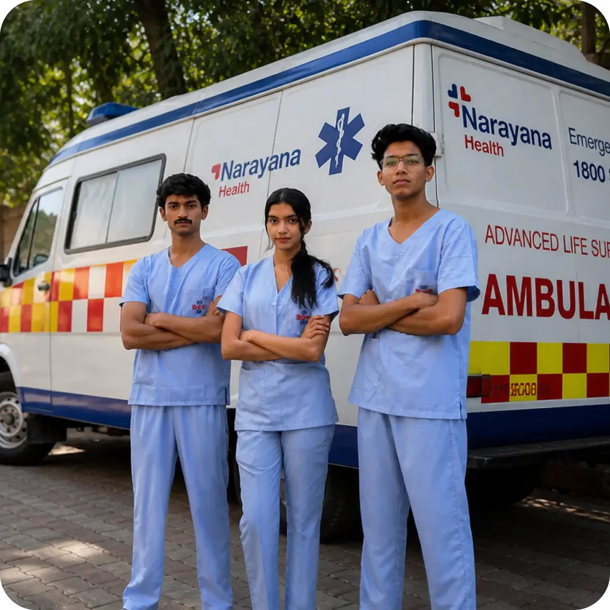 Delivering lifesaving care when it matters most — free ambulance service for every life in need. — Narayana Hrudayalaya Institute of Physiotherapy