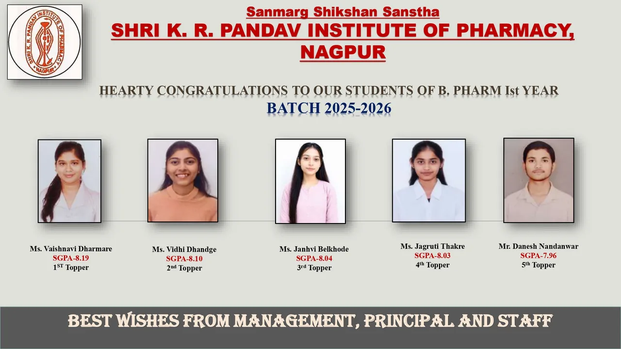 Read more about the article Our College Toppers — Shri K. R. Pandav Institute of Pharmacy