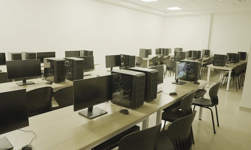 Computer lab equipped for film editing and digital learning. — L.V. Prasad College of Media Studies