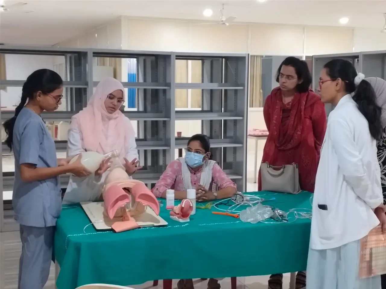 Obstetric simulation models being used for training at the Mahadevappa Rampure Medical College skill lab