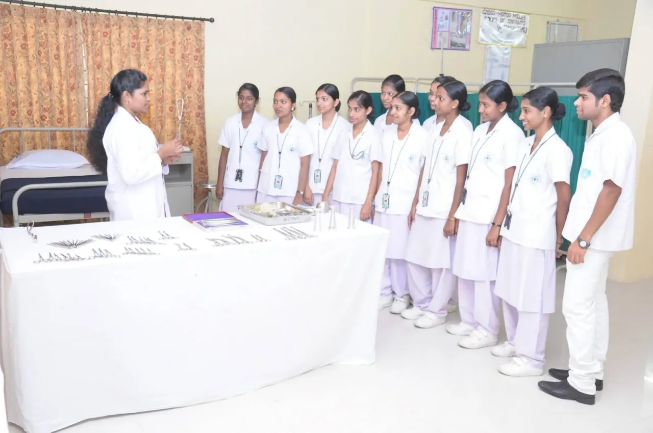 Nursing students attending a practical demonstration — Vikram College of Nursing (Vikram Institutions / Vikram Educational Trust)