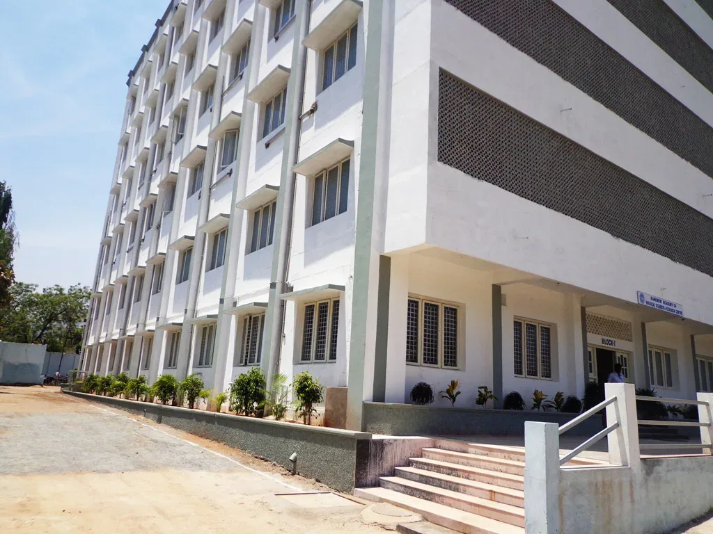 Multi-storey Kamineni Academy of Medical Sciences college block with Block-I entrance, L.B. Nagar, Hyderabad