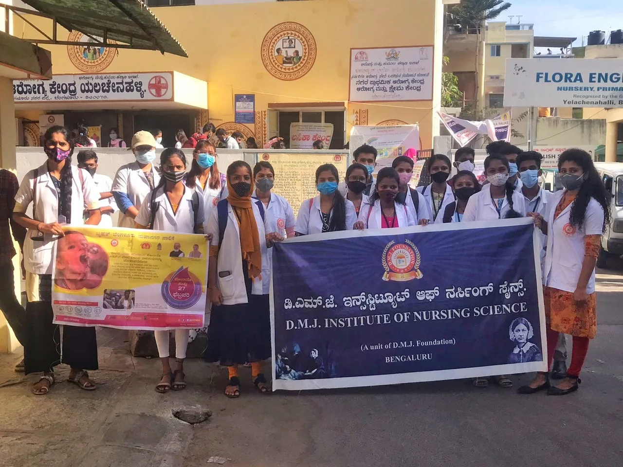 DMJIONS students organising vaccination line — dmj-institute-of-nursing-science-bengaluru