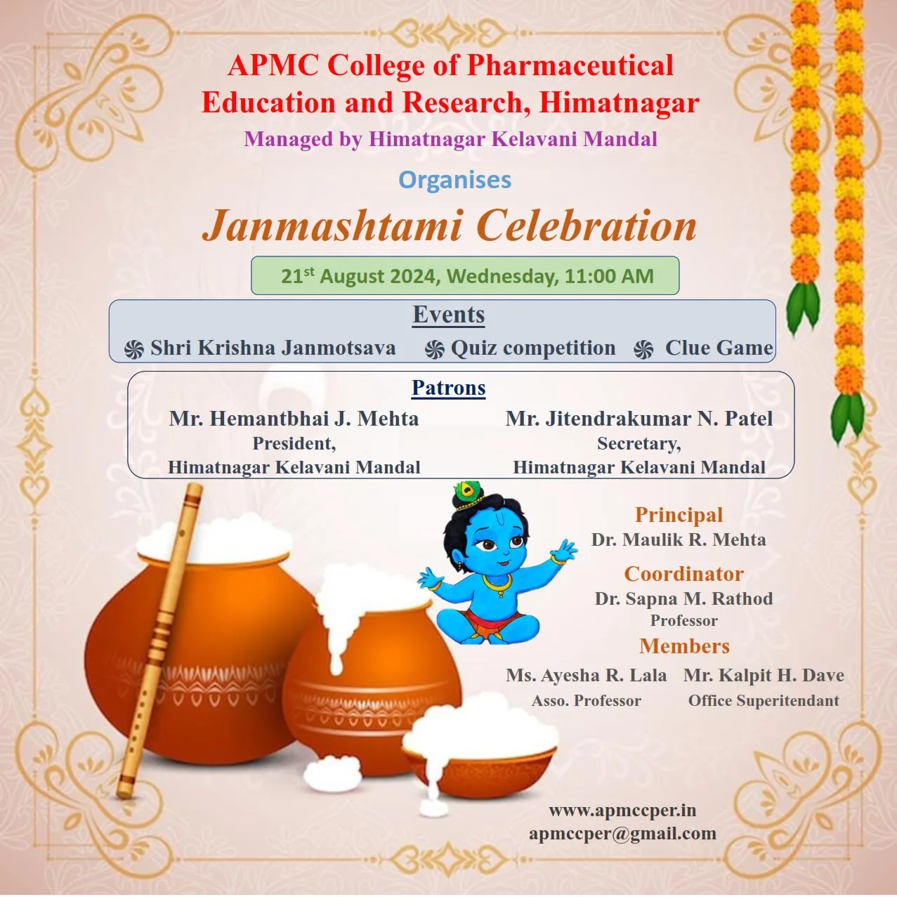 Janmashtami Celebration-2024 — APMC College of Pharmaceutical Education and Research