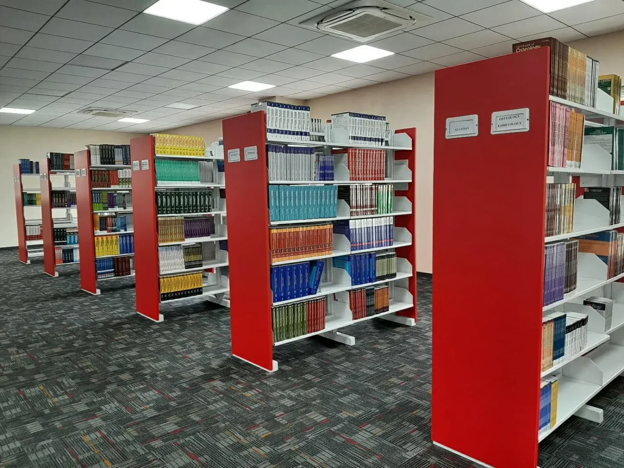 Book stacks inside the CDSIMER Central Library