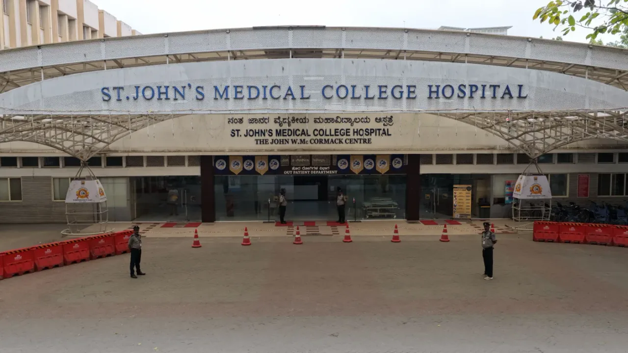 Outpatient department entrance of St. John's Medical College Hospital (John W. McCormack Centre), Bengaluru