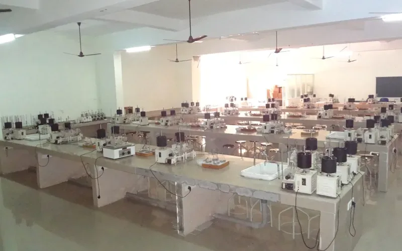 Practical laboratory benches with teaching equipment at Srinivas Institute of Medical Sciences, Mangalore