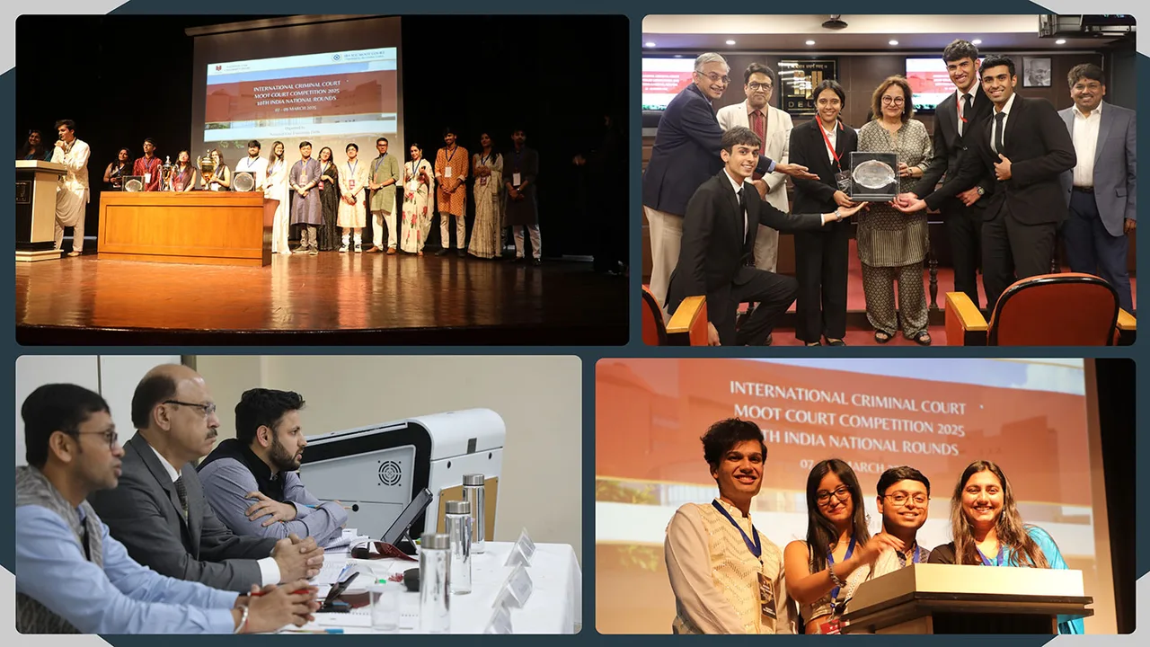 Scene from the IBA ICC Moot Court Competition – India National Rounds, 2025 — National Law University Delhi