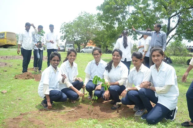 Tree plantation in MESCOP Sonai campus — Mula Education Society's College of Pharmacy, Sonai
