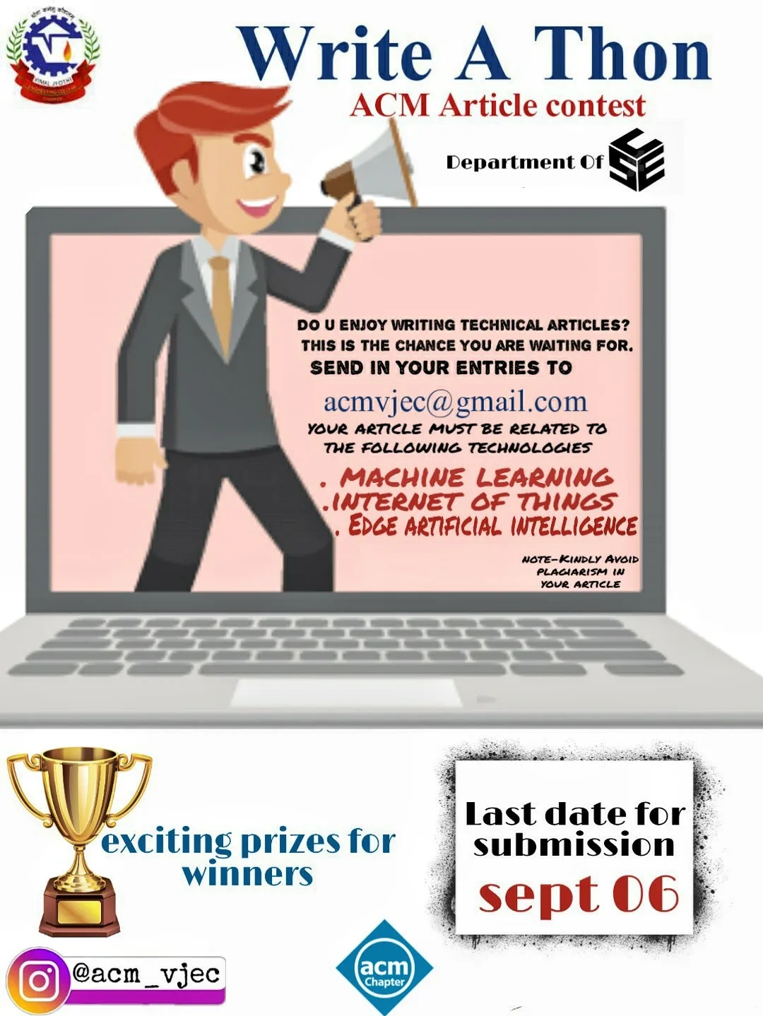Write A Thon - The ACM Article Contest — Vimal Jyothi Engineering College