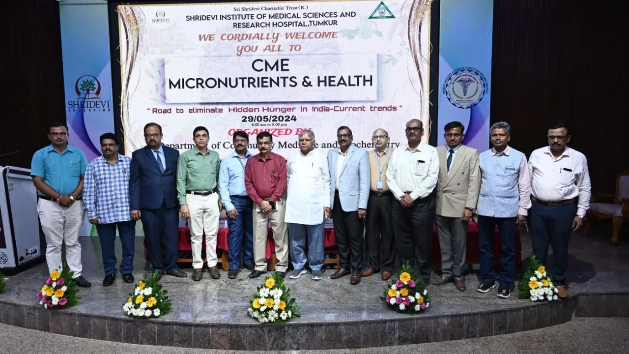 Faculty group photo at the CME on Micronutrients and Health organised at Shridevi Institute of Medical Sciences and Research Hospital Tumkur