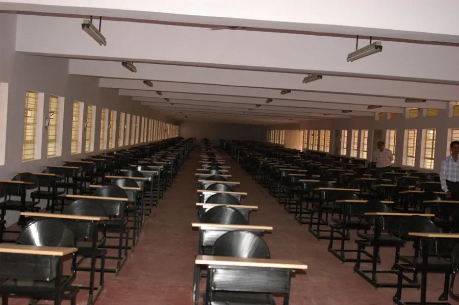 Examination hall with rows of desks at KIMS Bangalore
