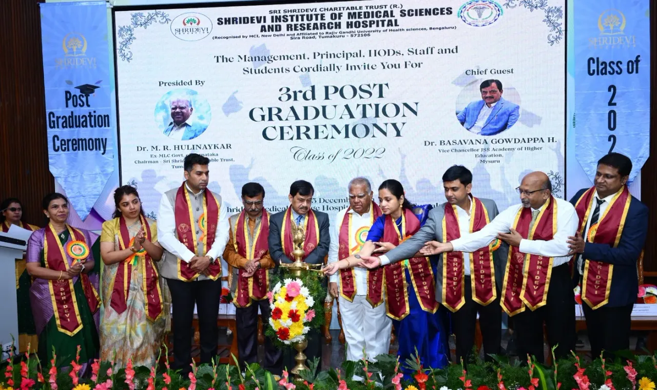 Lamp-lighting at the third post-graduation ceremony, Class of 2022, at Shridevi Institute of Medical Sciences Tumkur