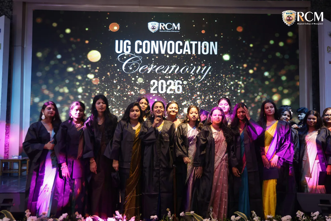 BBA and BCA graduates capturing joyful memories during RCM UG Convocation 2026 — Regional College of Management