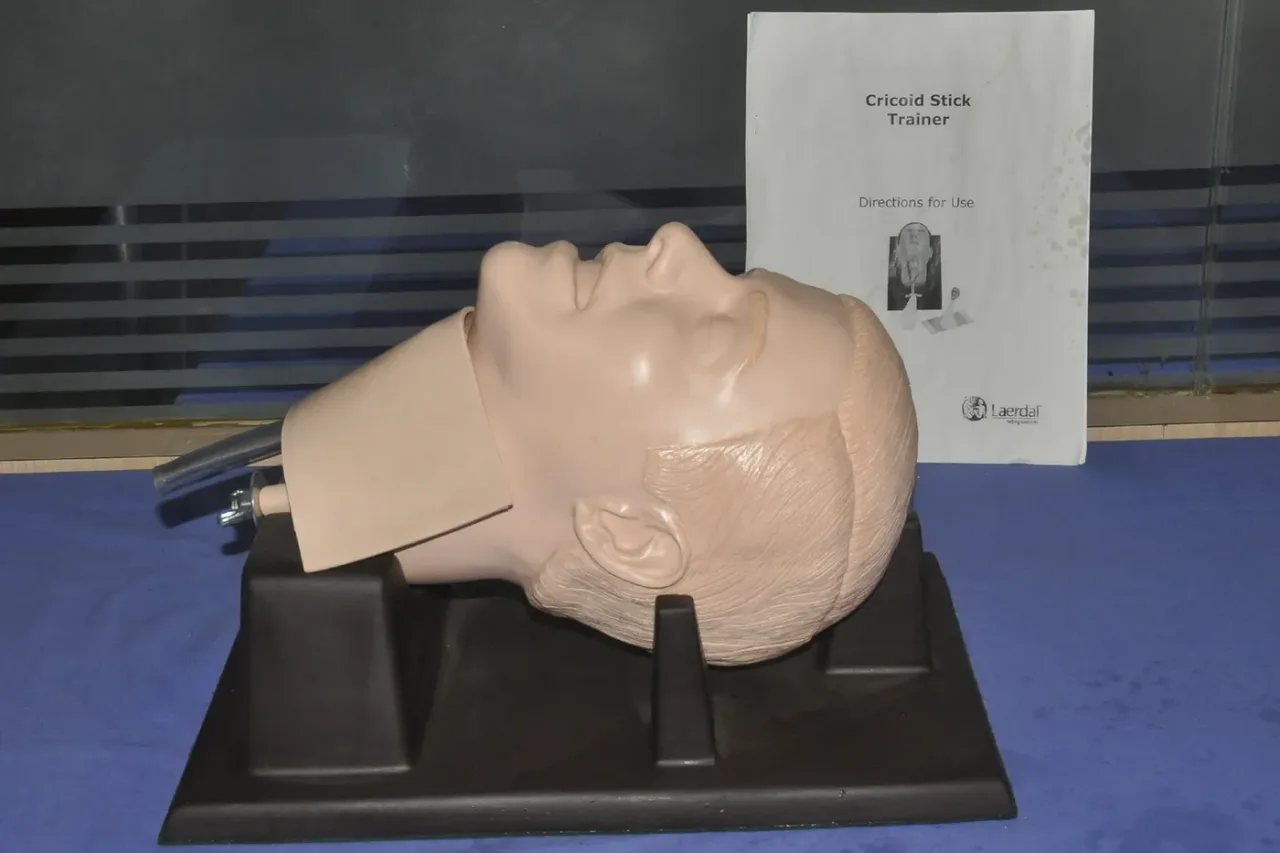 Cricoid stick airway trainer in the Simulation Centre at S. Nijalingappa Medical College, Bagalkot