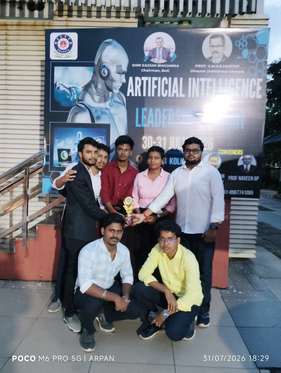 Team INDROVE with their 2nd prize trophy at NITTTR Kolkata — Swami Vivekananda Institute of Science and Technology