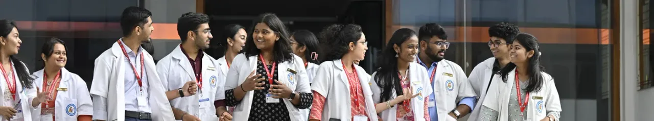 MBBS students of BGS Global Institute of Medical Sciences outside the academic block