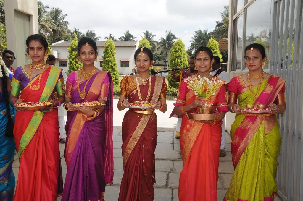 Welcome procession with traditional offerings — G.T. Institute of Management Studies and Research