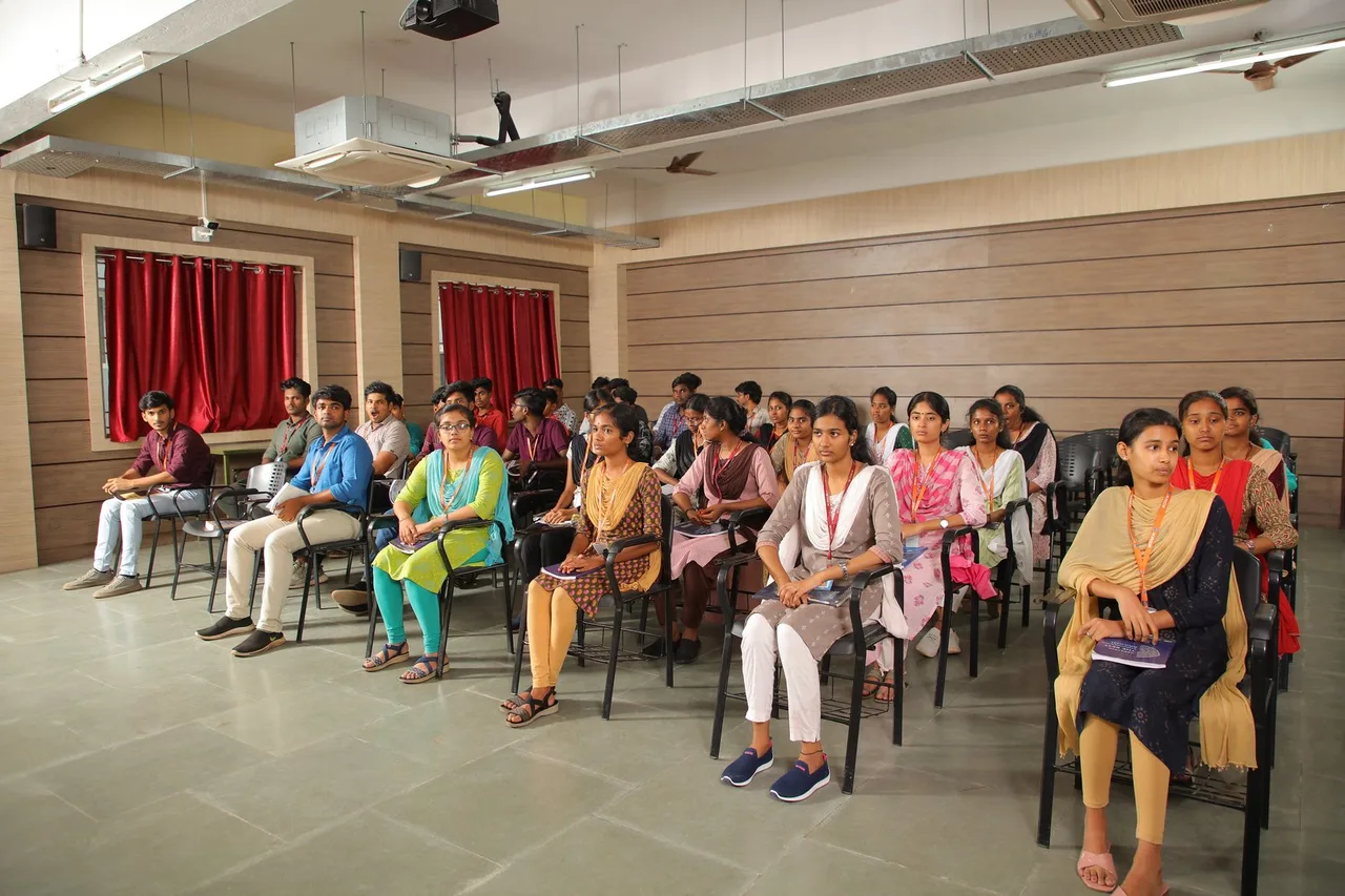 Students at a seminar in the KRCT seminar hall — K. Ramakrishnan College of Technology