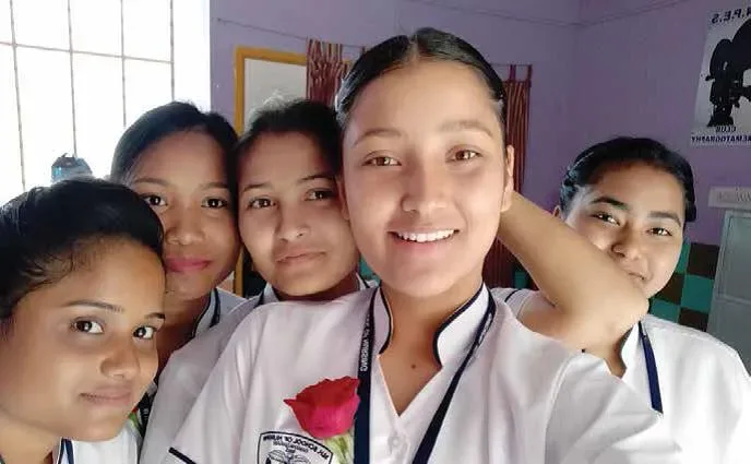Group of Bangalore College of Nursing students in uniform