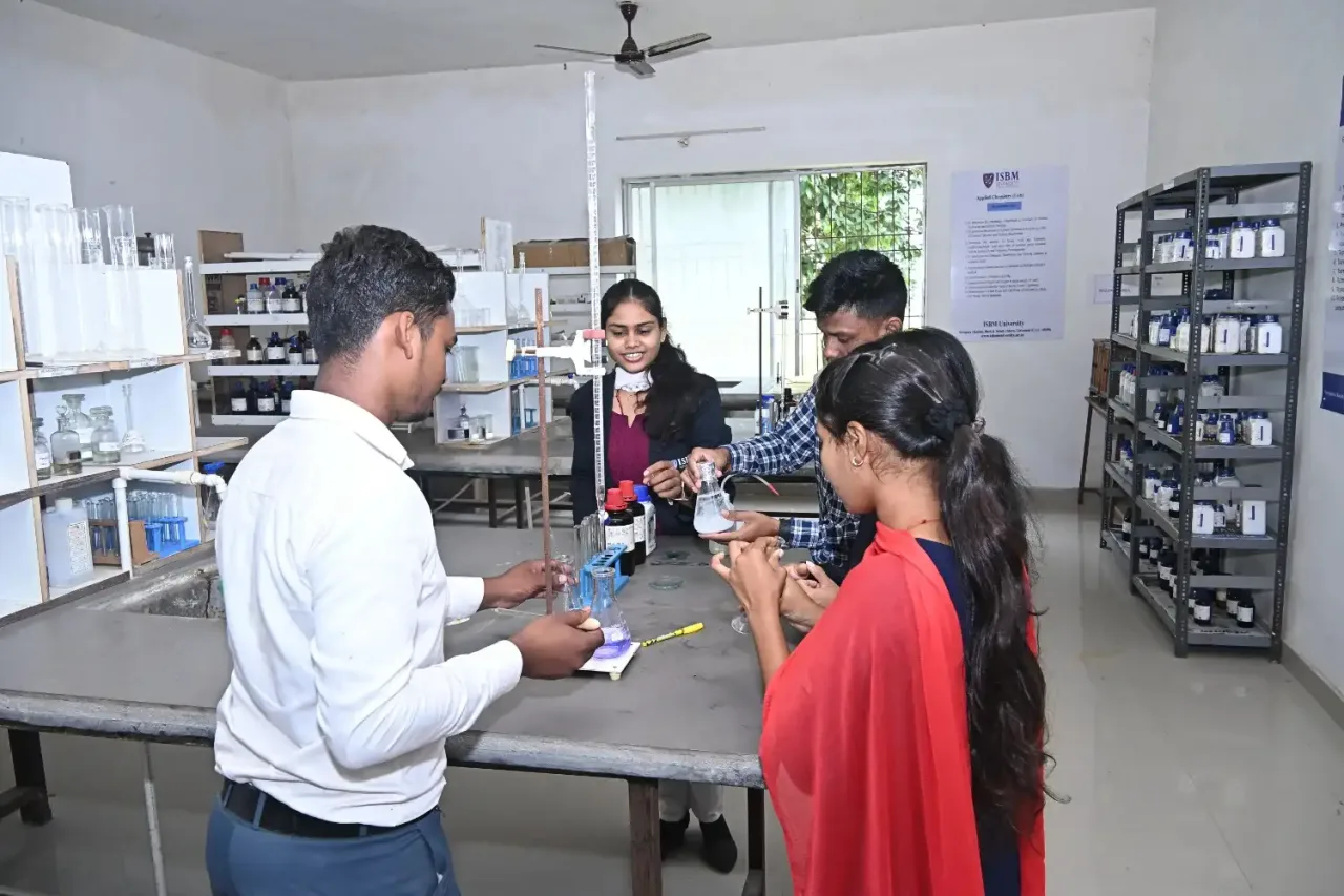 Students Performing Chemistry Experiments in Laboratory — ISBM University
