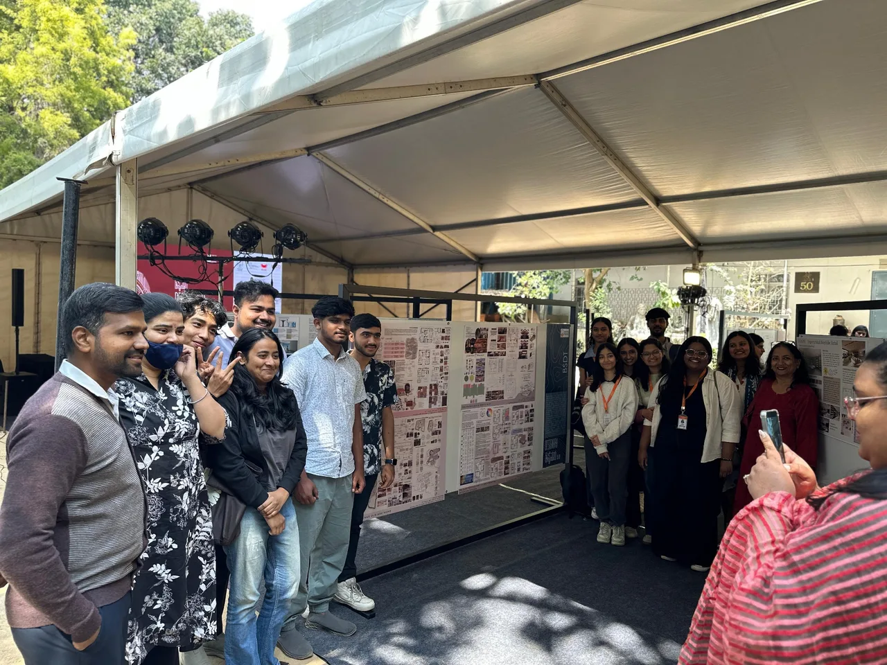 Group photo at exhibition booth — Bangalore School of Design & Technology