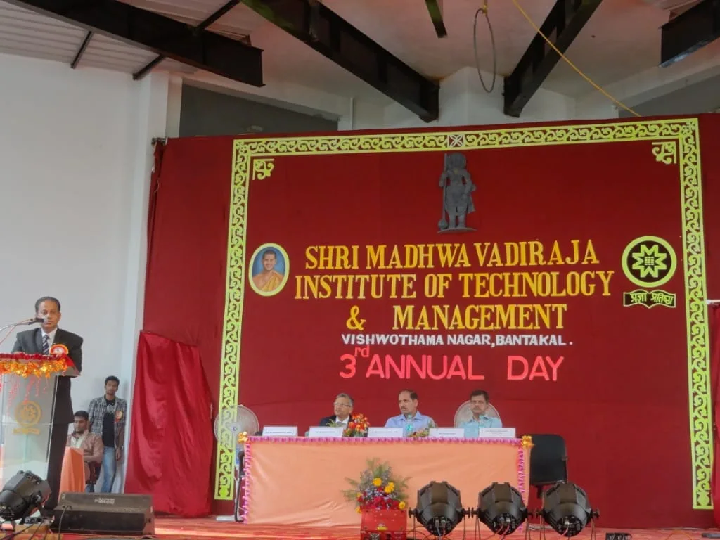 Principal presenting the Annual report — Shri Madhwa Vadiraja Institute of Technology and Management