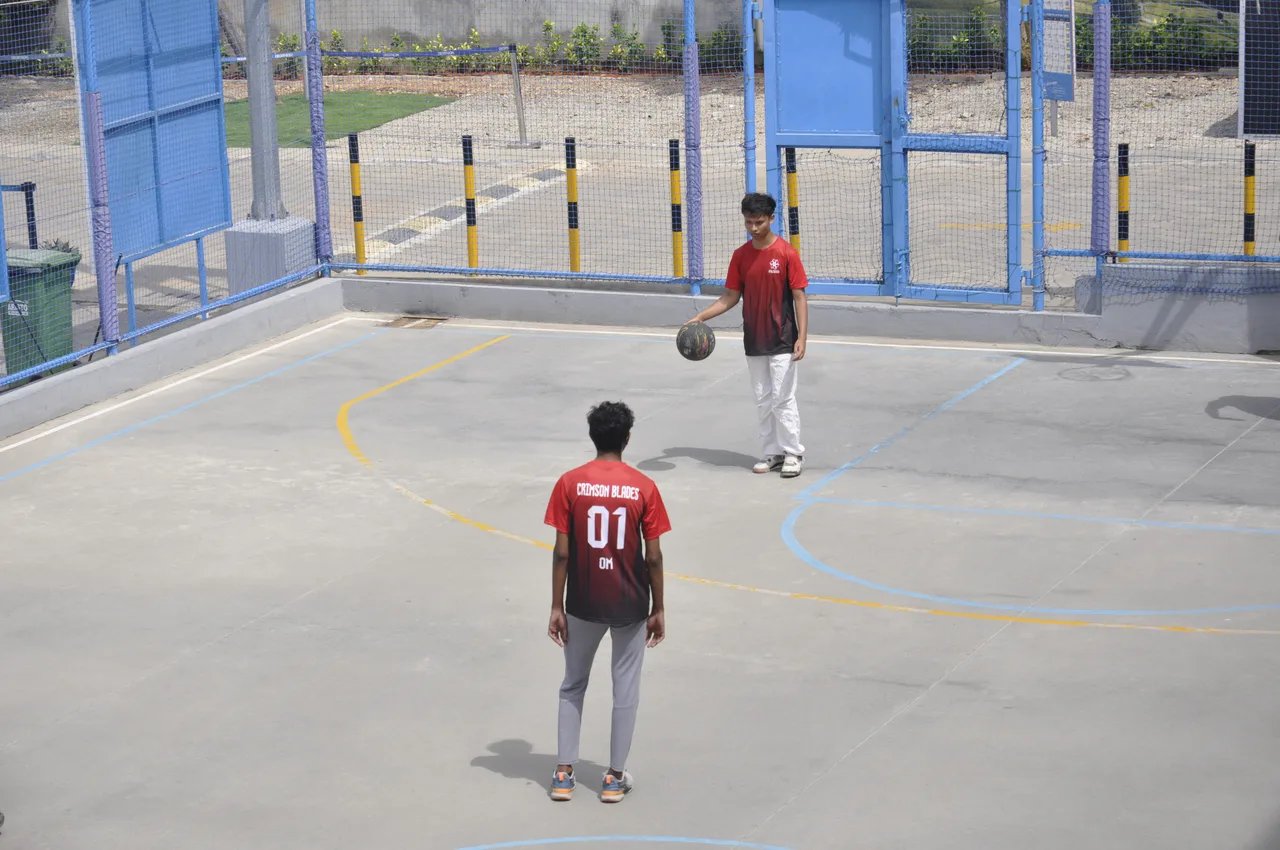 Basketball practice in the enclosed court with Crimson Blades players — Bangalore School of Design & Technology
