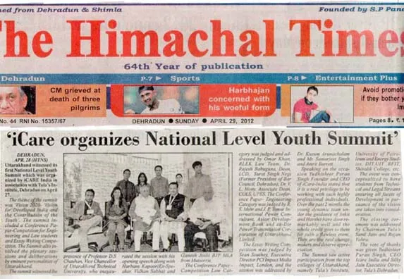 iCare organizes National Level Youth Summit — tula-s-institute-dehradun