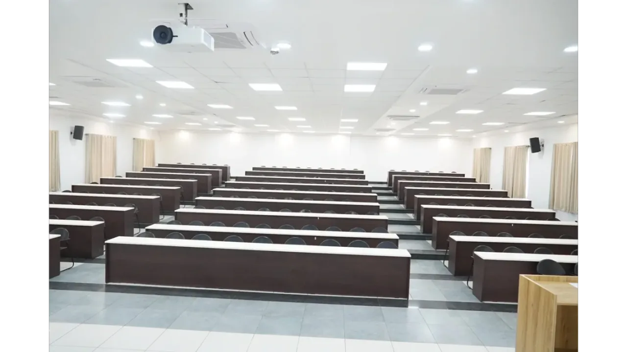 Tiered lecture hall with benches at Siddaganga Medical College and Research Institute