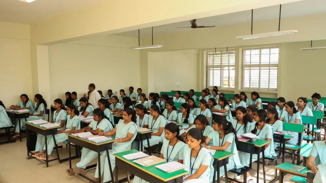 Nursing students attending a classroom session — AECS Maaruti College of Nursing