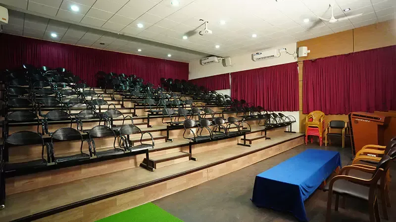 Interior of the Asha Kirana auditorium — KLE College of Nursing (KLE Society's S. Nijalingappa College)