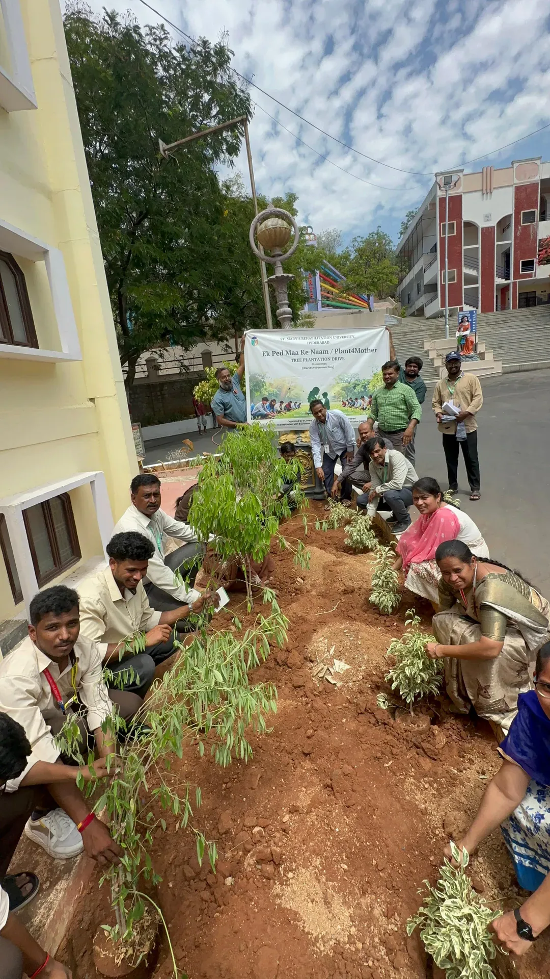St.Mary's University faculty and students participating in the Tree Plantation Drive — St. Mary's Rehabilitation University