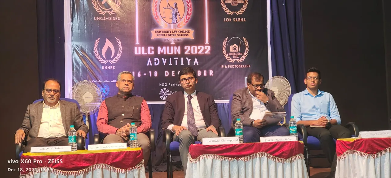 Valedictory Ceremony of ULC MUN on 18.12.2022 — University Law College and Department of Studies in Law, Bangalore University
