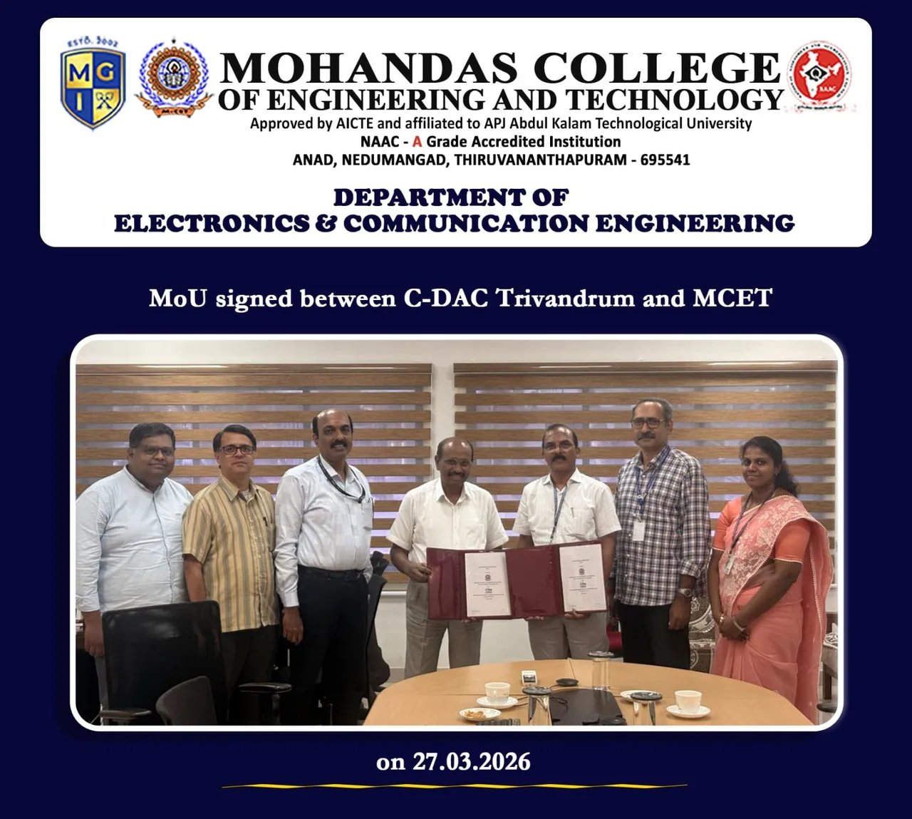 MoU C-DAC compressed — Mohandas College of Engineering and Technology