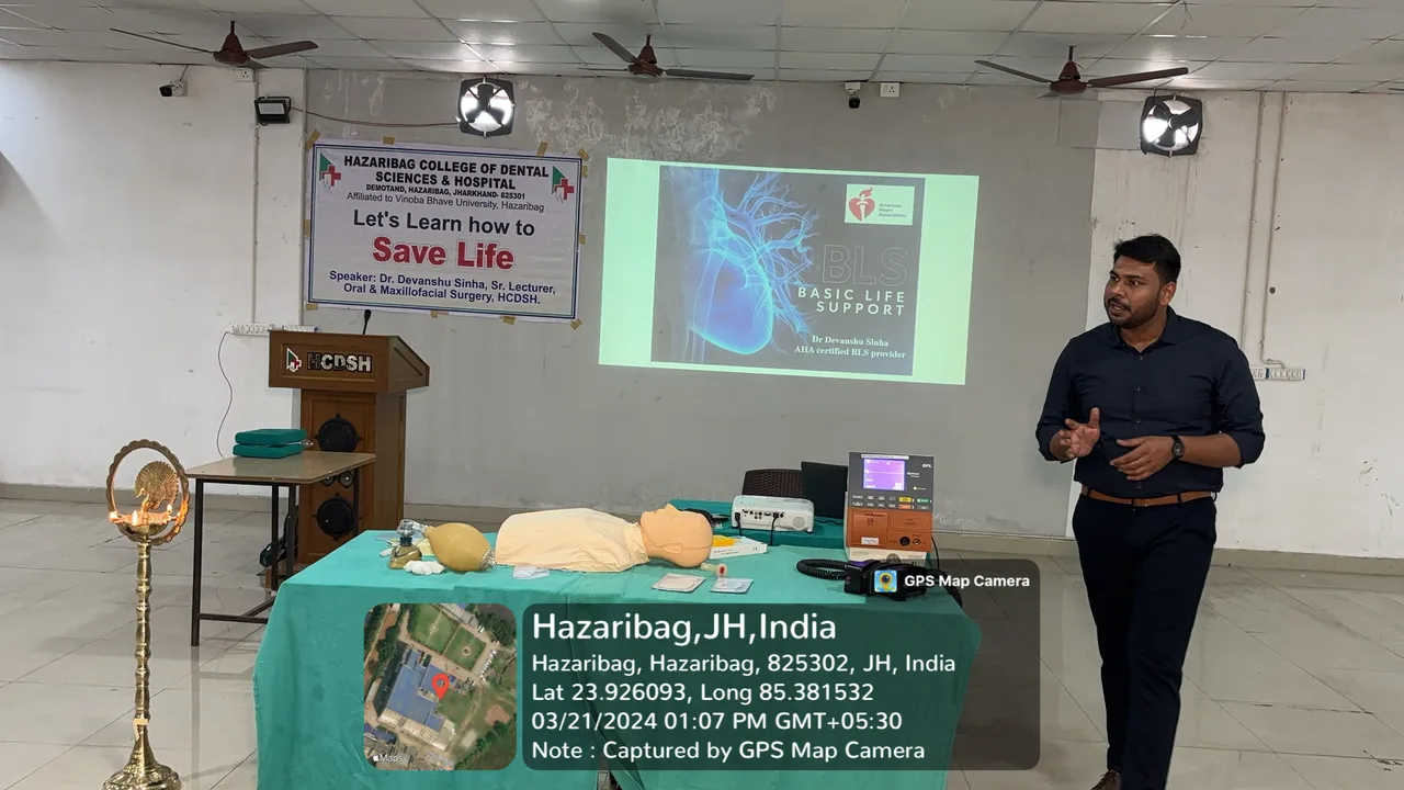 BLS Workshop hands-on training session at HCDSH Examination Hall — Hazaribag College of Dental Sciences and Hospital