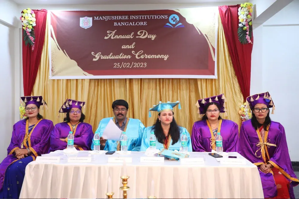 Faculty members at the institution's annual day and graduation ceremony — Manjushree School & College of Nursing