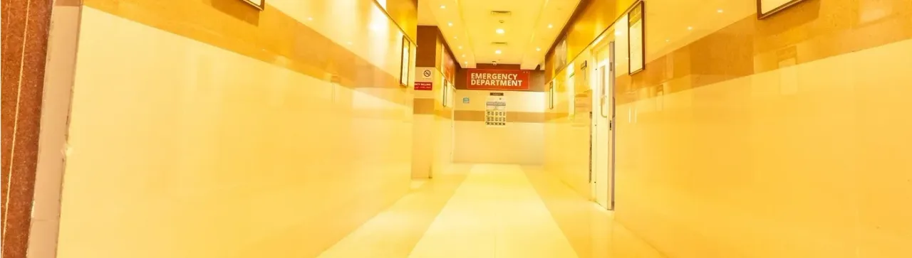 Emergency department corridor at the Deccan College of Medical Sciences teaching hospital
