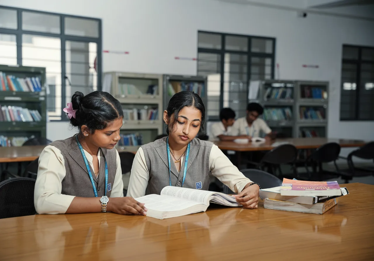 Students in library — KMCH Institute of Allied Health Sciences