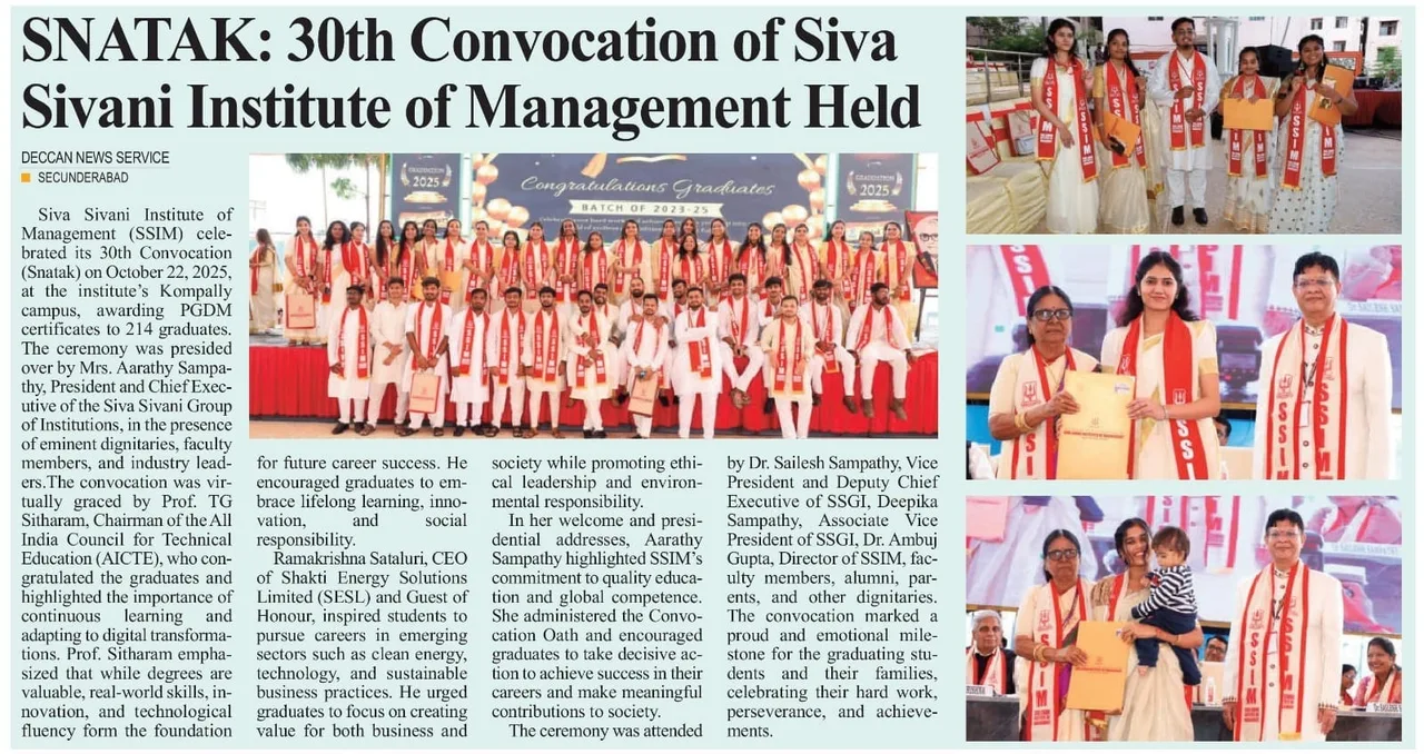 Deccan Vision Hyderabad 2025 Convocation — Siva Sivani Institute of Management