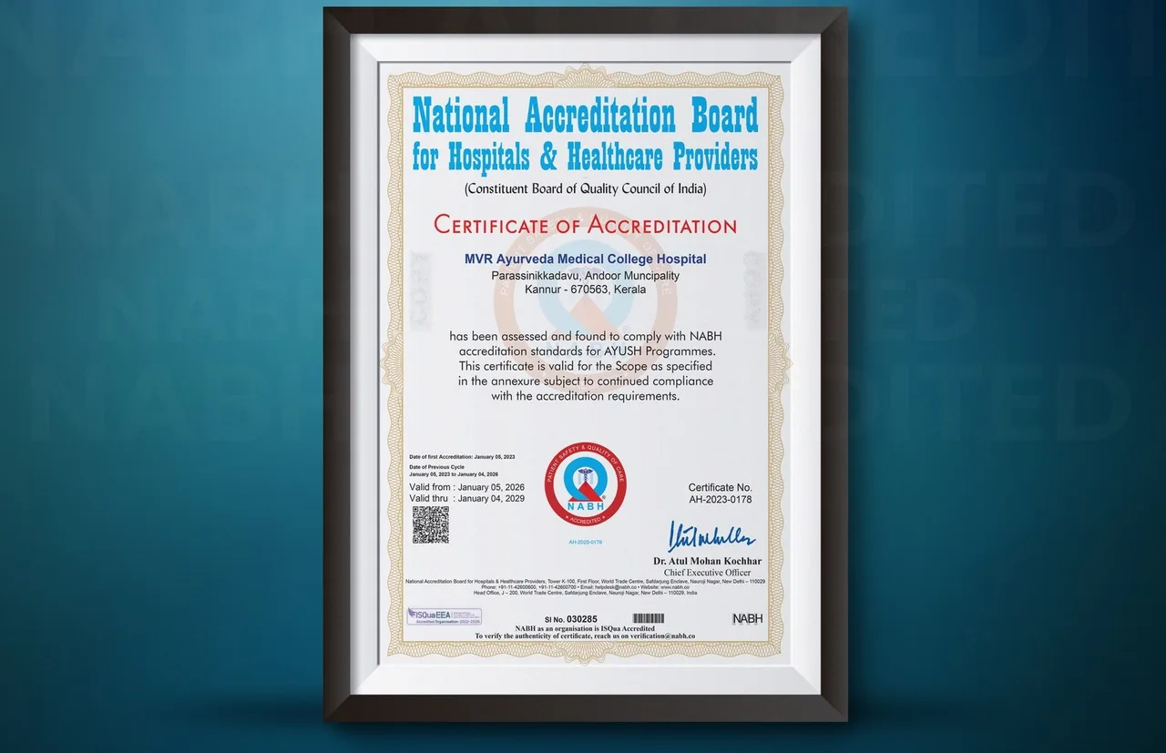 NABH Accredited Hospital — MVR Ayurveda Medical College