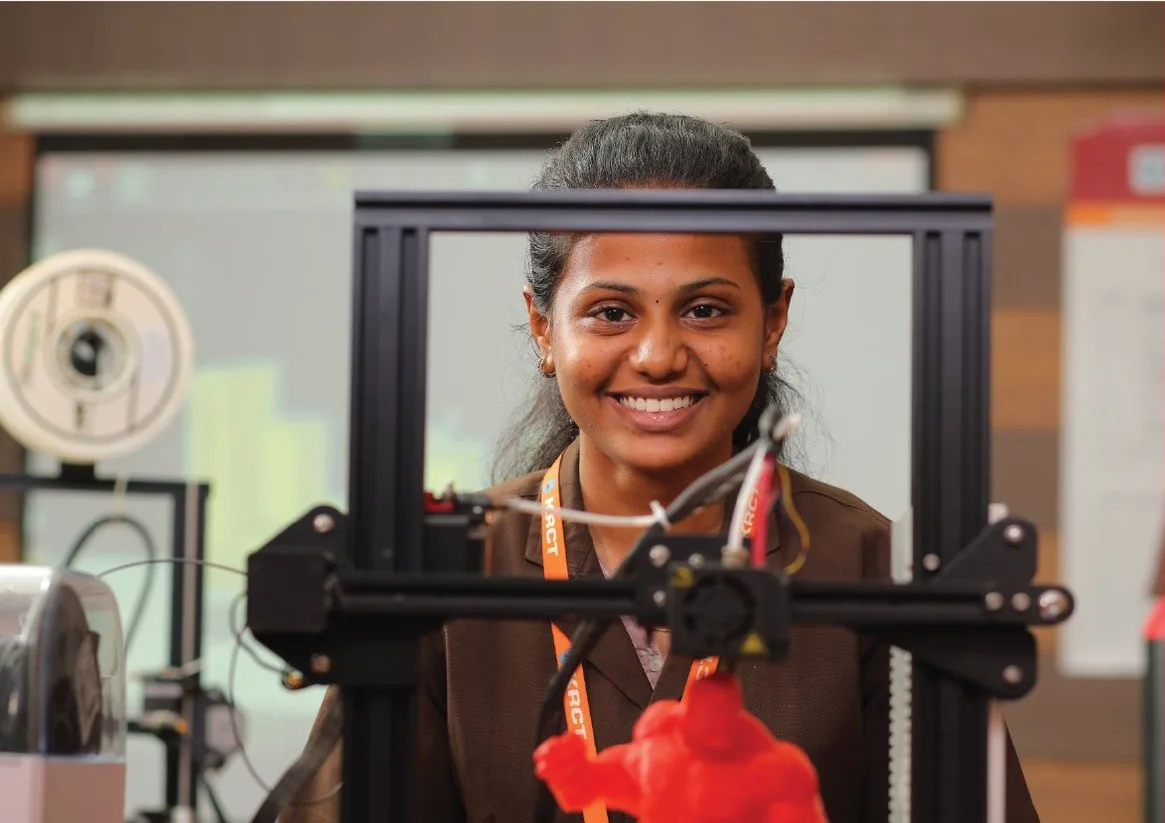 Student in 3D-printing lab — K. Ramakrishnan College of Technology