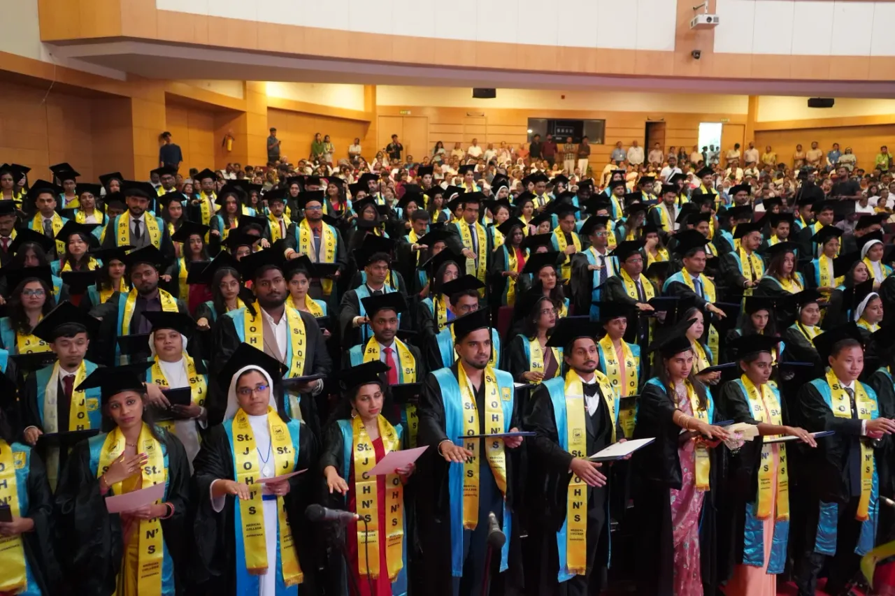 Graduates at a St. John's Medical College convocation ceremony in the campus auditorium