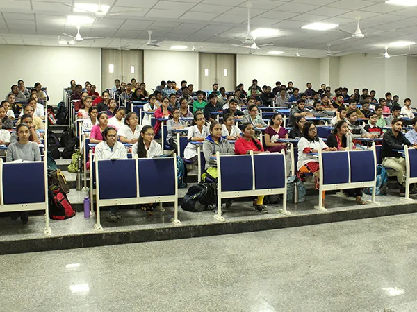 MBBS students seated in a lecture hall at Dr. M.K. Shah Medical College & Research Centre, Ahmedabad