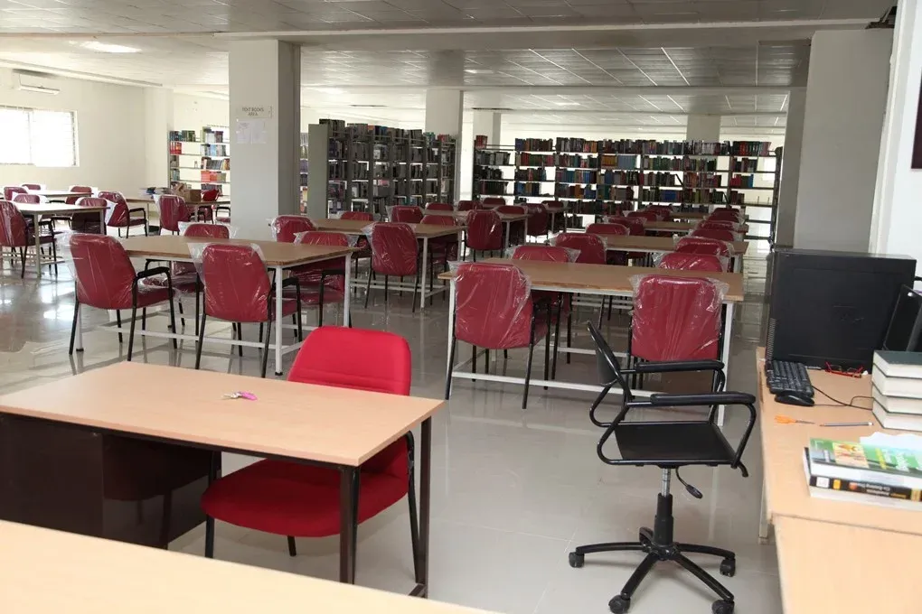 Central library reading hall and book stacks at East Point College of Medical Sciences, Bengaluru