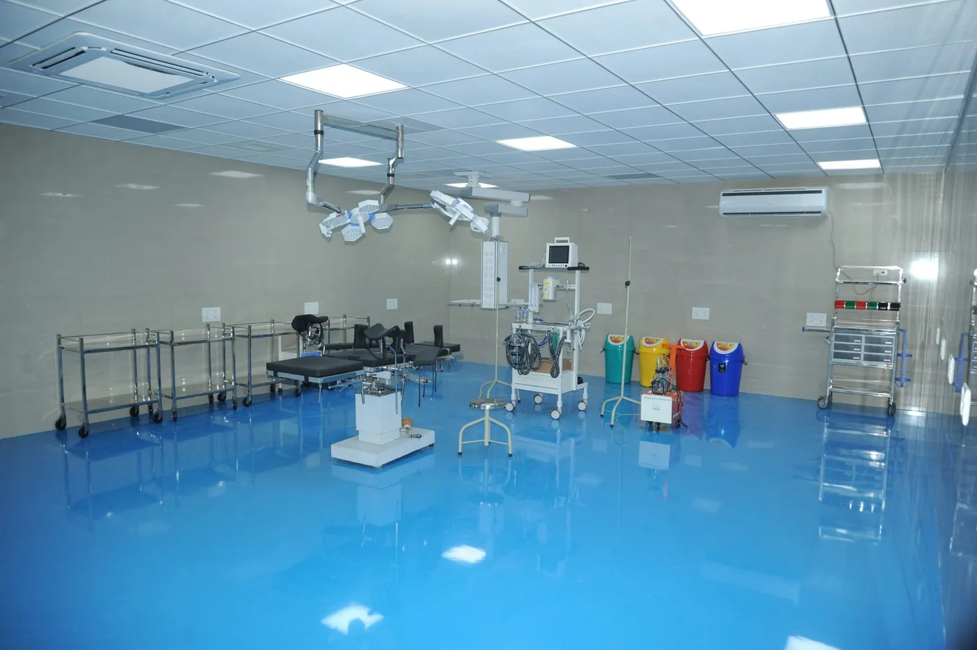 Clinical procedure and recovery room with equipment at Indira Medical College & Hospitals teaching hospital