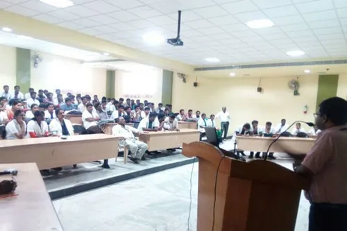 Tiered lecture hall with students at Karpaga Vinayaga Institute of Medical Sciences