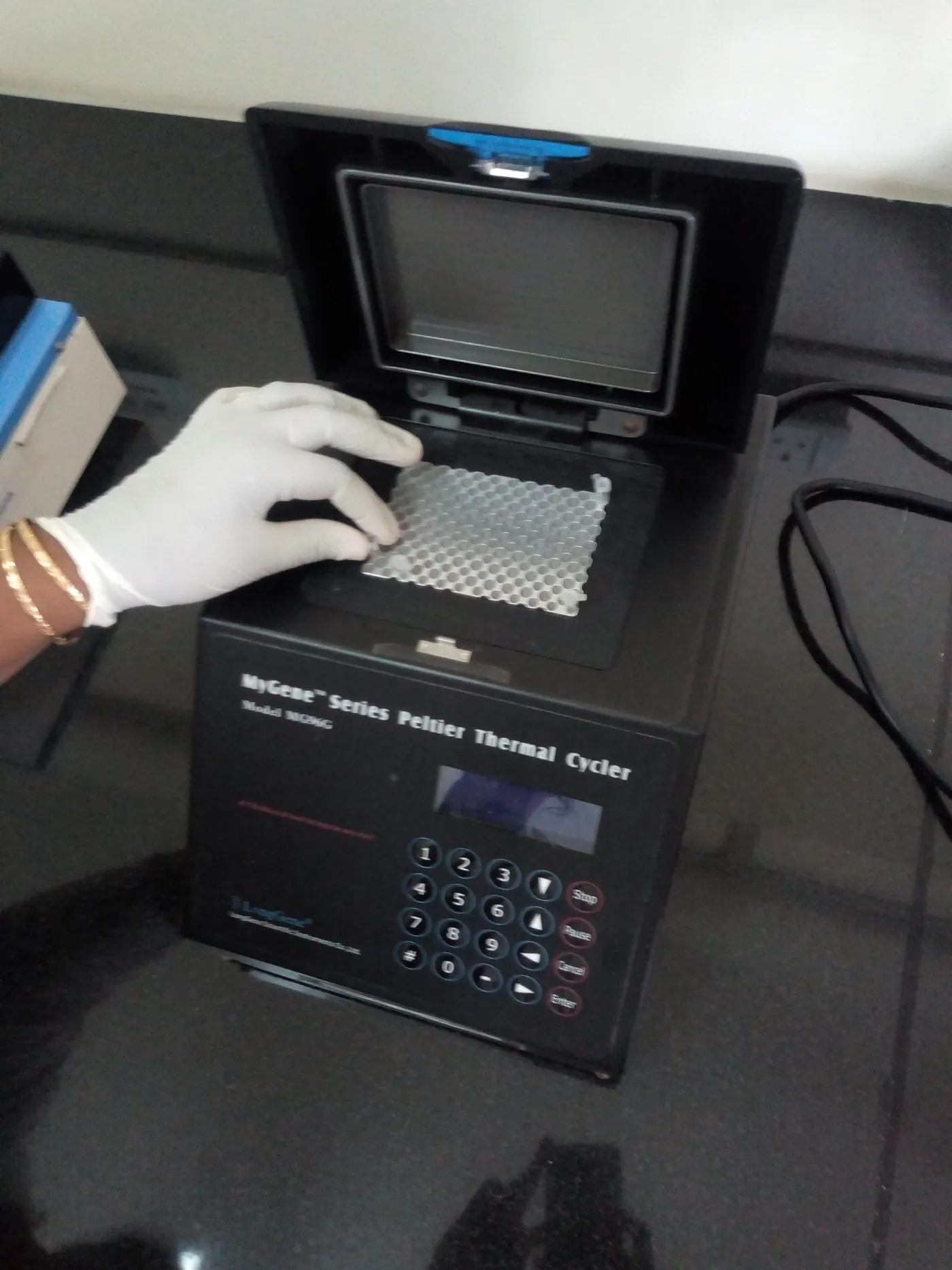 A diagnostic laboratory analyser being operated in a teaching laboratory at Karpaga Vinayaga Institute of Medical Sciences