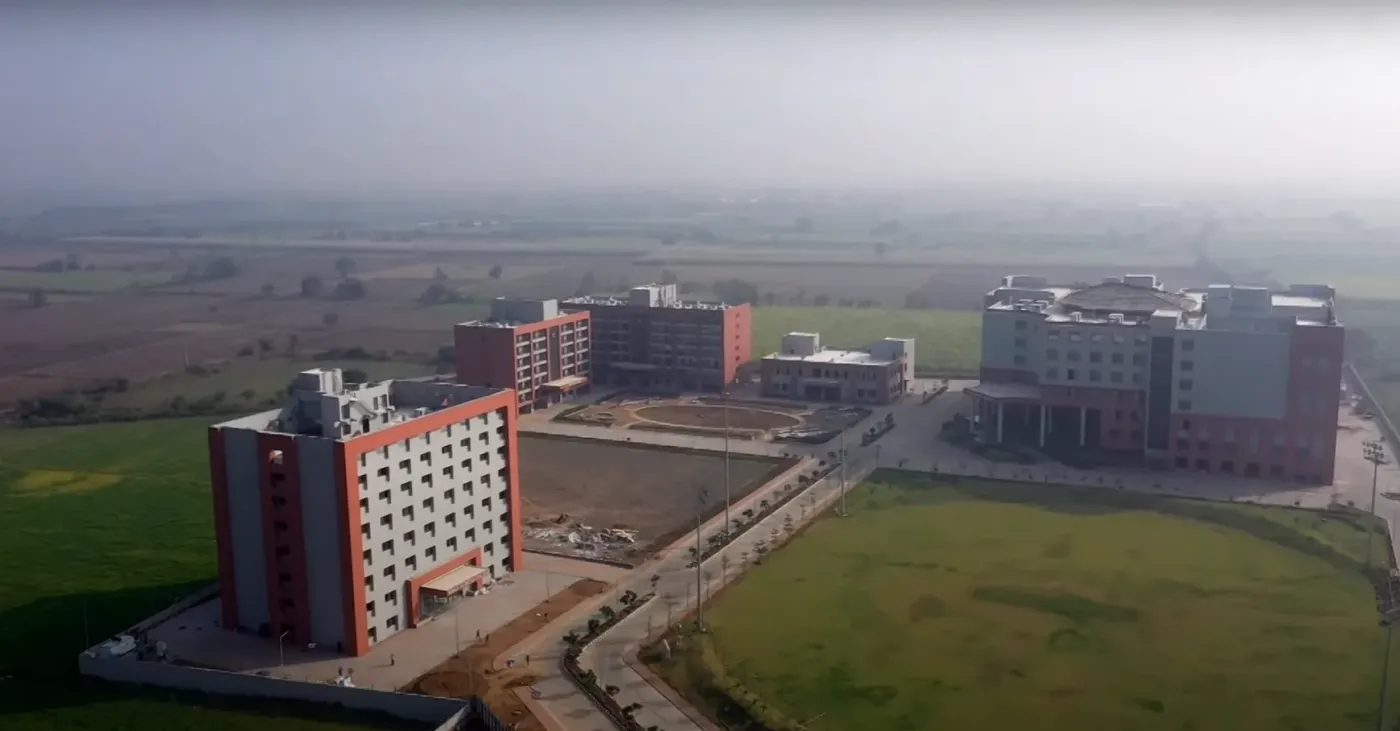 Aerial view of the Kiran Medical College campus at Vadod, Olpad, Surat